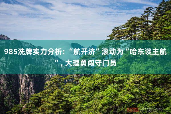 985洗牌实力分析: “航开济”滚动为“哈东谈主航”, 大理勇闯守门员