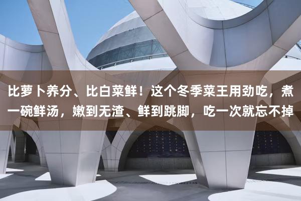 比萝卜养分、比白菜鲜！这个冬季菜王用劲吃，煮一碗鲜汤，嫩到无渣、鲜到跳脚，吃一次就忘不掉